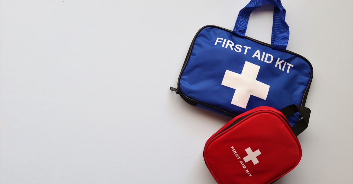 Two first aid kits on a white background with ample copy space.